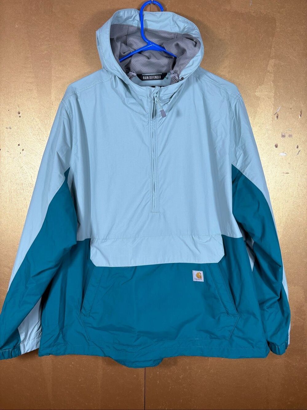 Carhartt Mens Rain Defender Teal Seafoam Anorak Hooded Jacket Gorpcore size XXL
